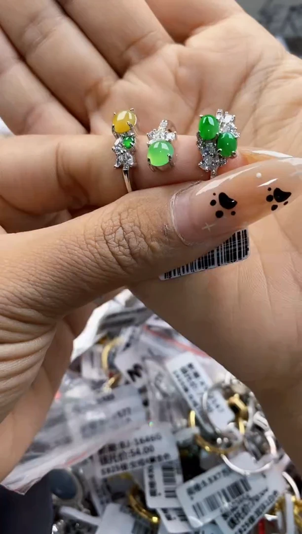 翡翠戒指银S925镶嵌6666     4