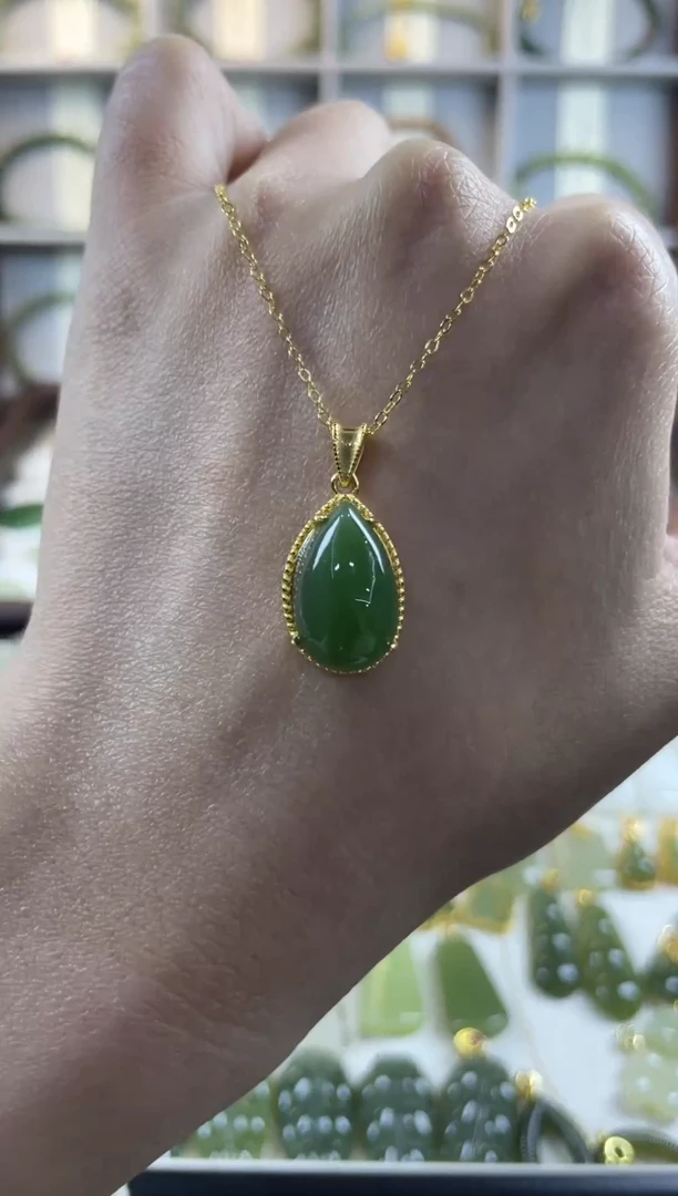 吊坠(不含链)银S925镶嵌和田玉蛋面