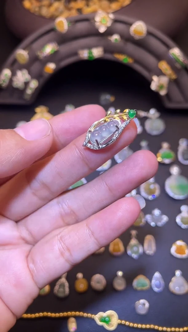 吊坠(不含链)银S925镶嵌翡翠1