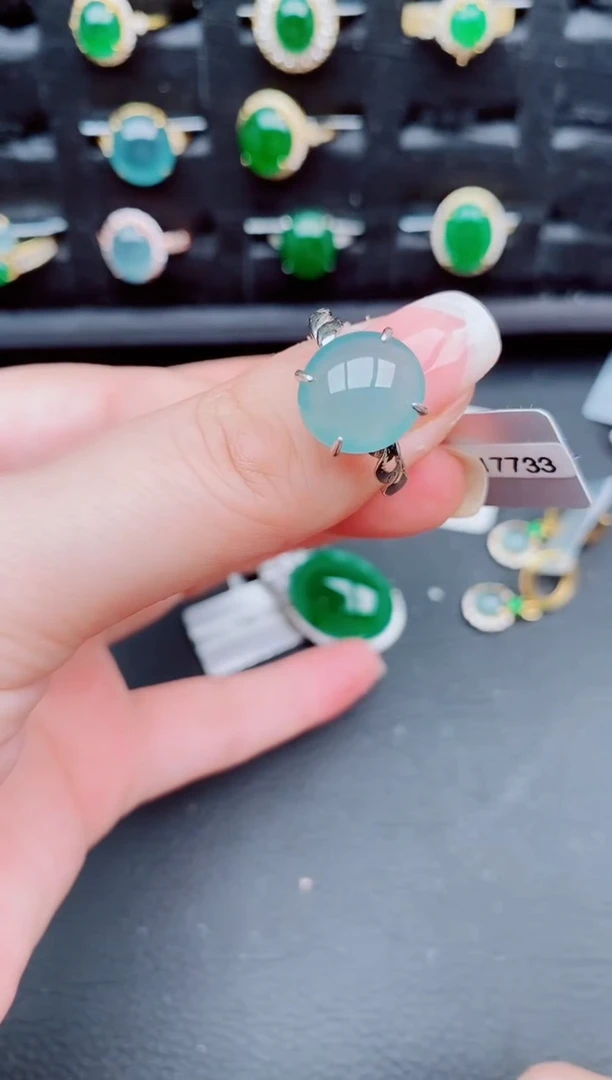 翡翠戒指银S925镶嵌天然a货翡翠287