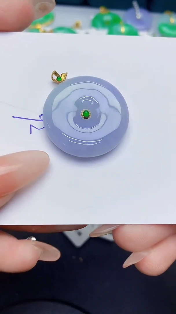 颈饰18K金镶嵌翡翠缅甸天然翡翠A货