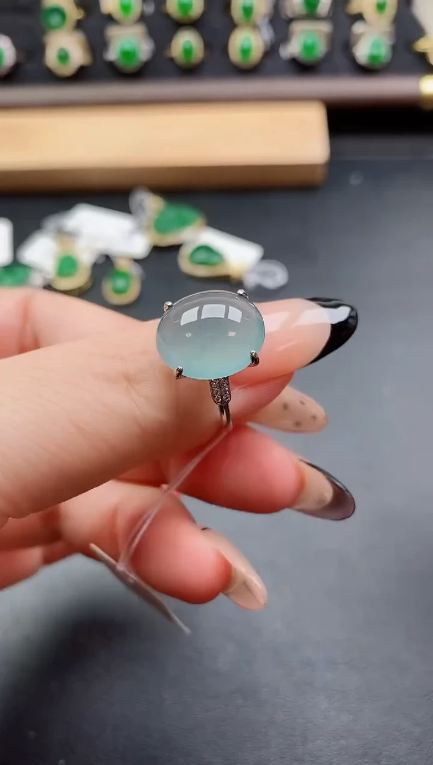 银S925镶嵌戒指翡翠1