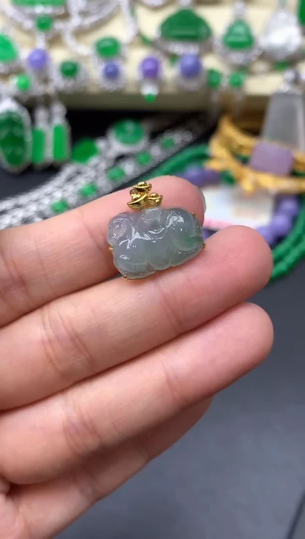 颈饰18K金镶嵌翡翠308-中国好珍宝