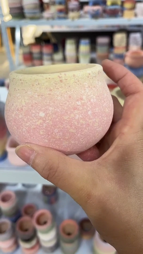 麦饭石粗套多肉花盆6*6