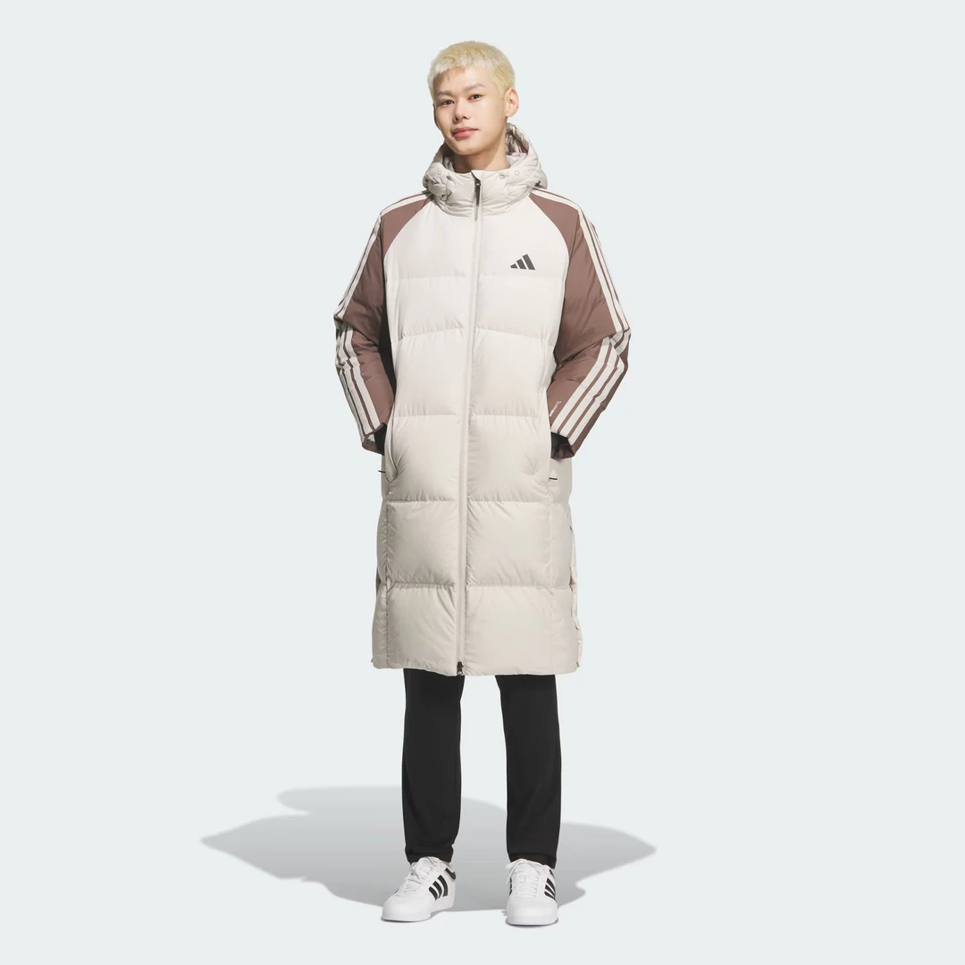阿迪达斯男子长款羽绒服2025冬季新款户外拒水防风保暖外套KQ5495