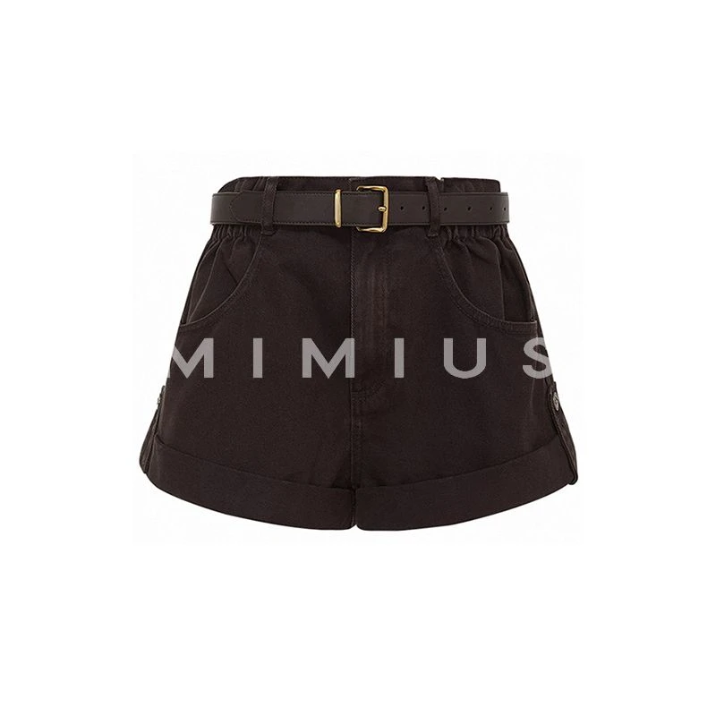 【mimius】U 雅丹风卷边牛仔短裤（含腰带） G08136