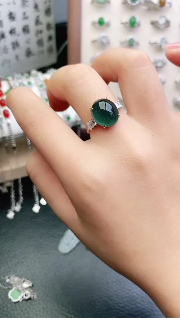 银S925镶嵌戒指翡翠0