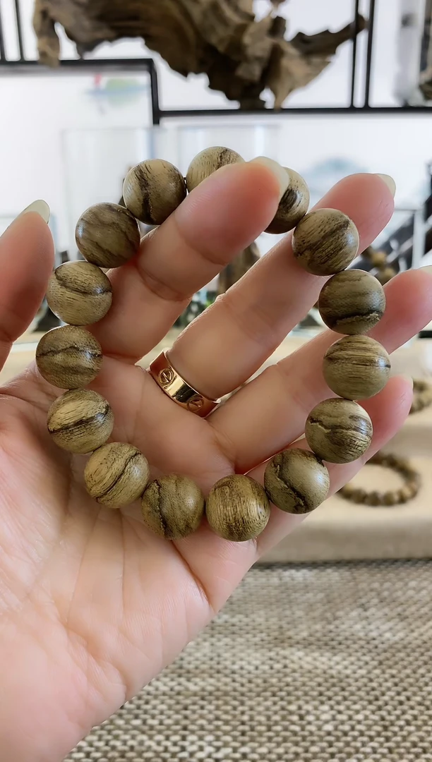 【闪购商品】沉香手串达拉干虎斑老料15MM手串