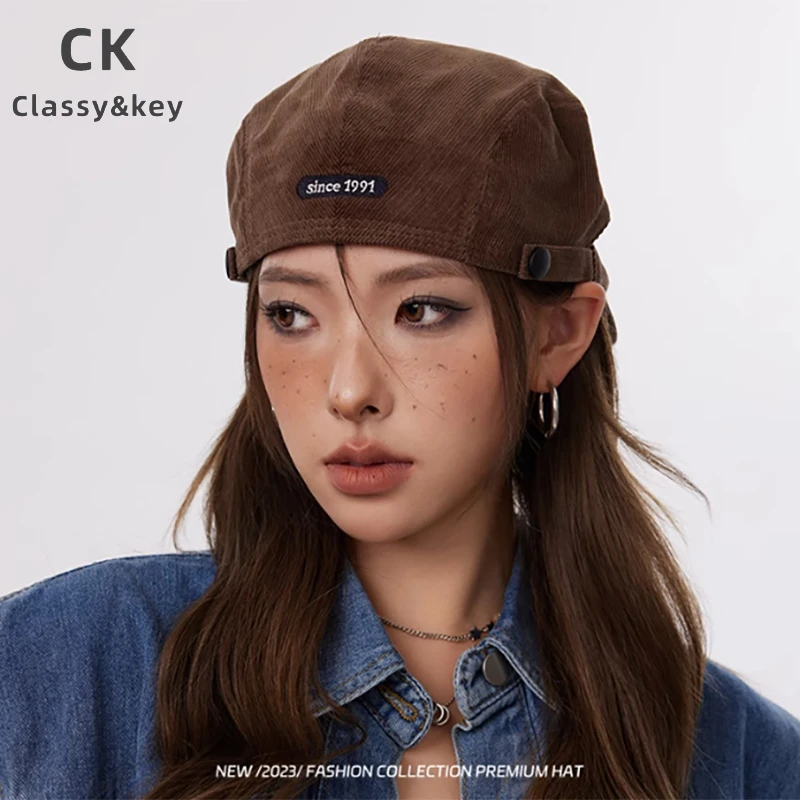 Classy key新加坡设计师联名款反戴前进帽街头画家贝雷帽女报童帽