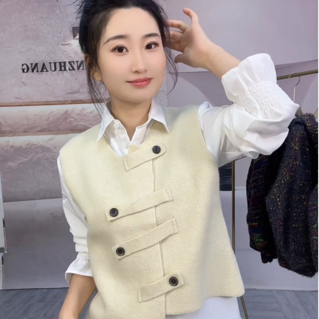 时尚设计感不规则马甲搭衬衣两件套上衣