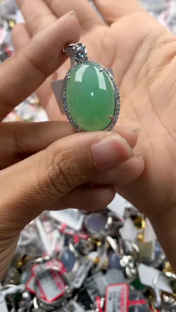 银S925镶嵌戒指翡翠10                    2