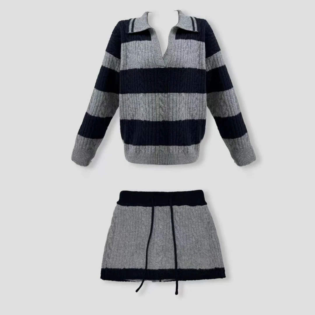 学院风miu系韩版宽松休闲甜美两件套裙裤套装Q 9884#