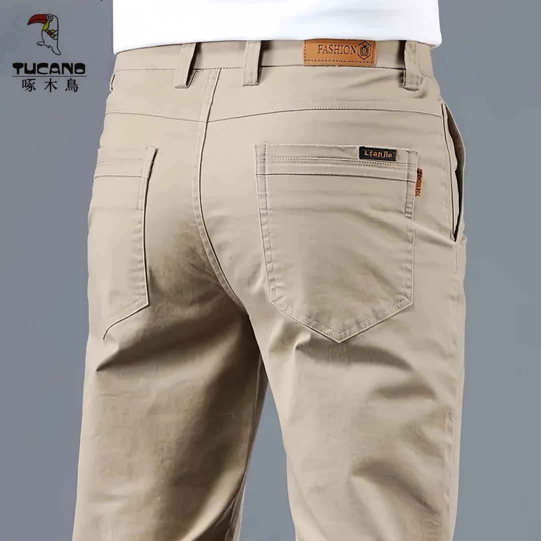 TUCANO/啄木鳥高端纯棉休闲裤男款长裤子男直筒修身商务西裤男款