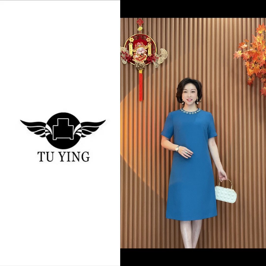 凸影夏季新款领钻圆领重工时尚气质显瘦优雅百搭连衣裙-88987