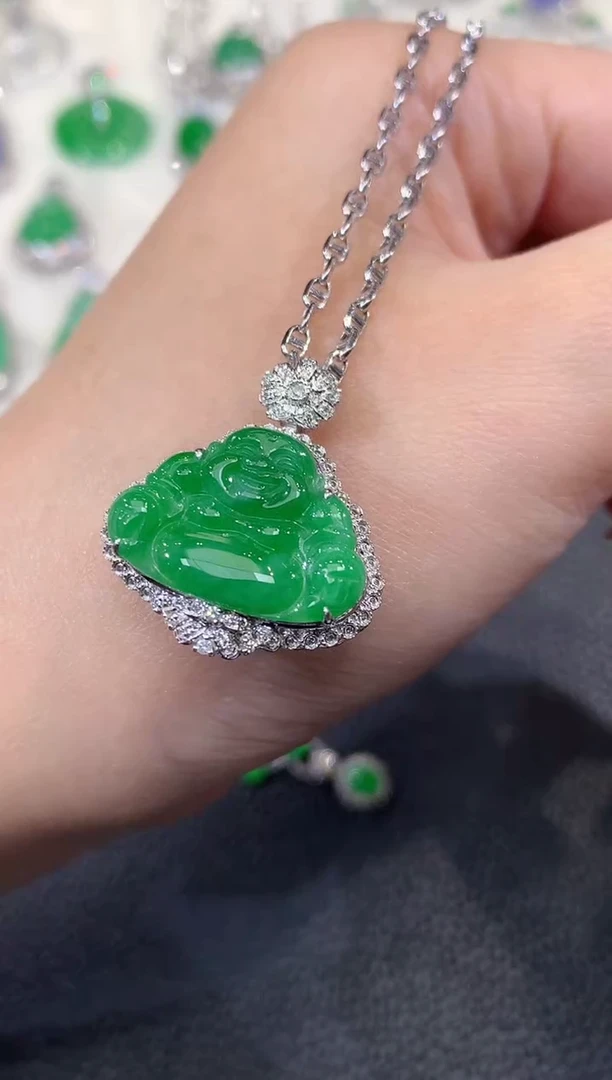 吊坠(不含链)18K金镶嵌翡翠a87