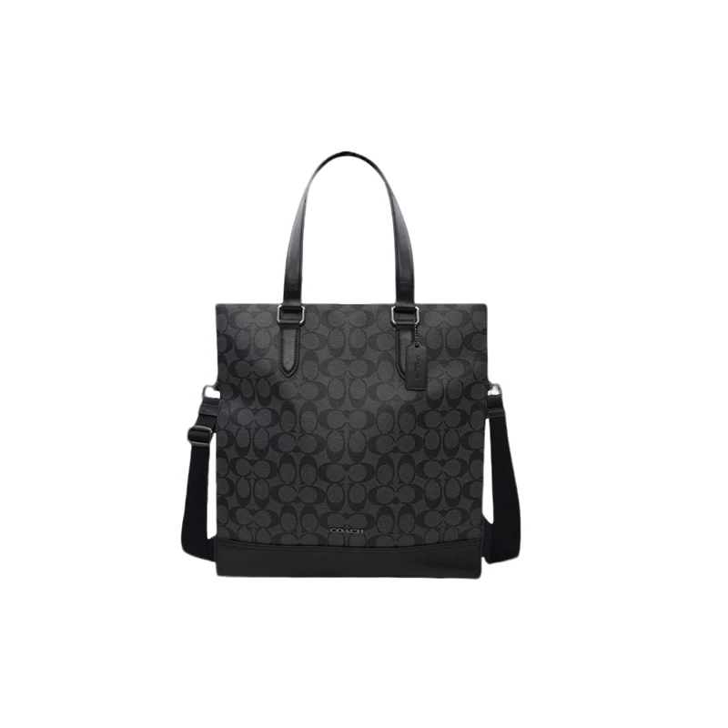 【全套礼盒】COACH/蔻驰 新款男士经典黑灰老花手提单肩斜挎手提包