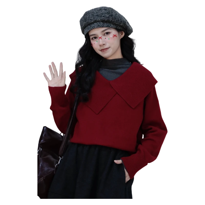 25冬季新品LIUKE留刻大翻领缩口毛衣17451129523