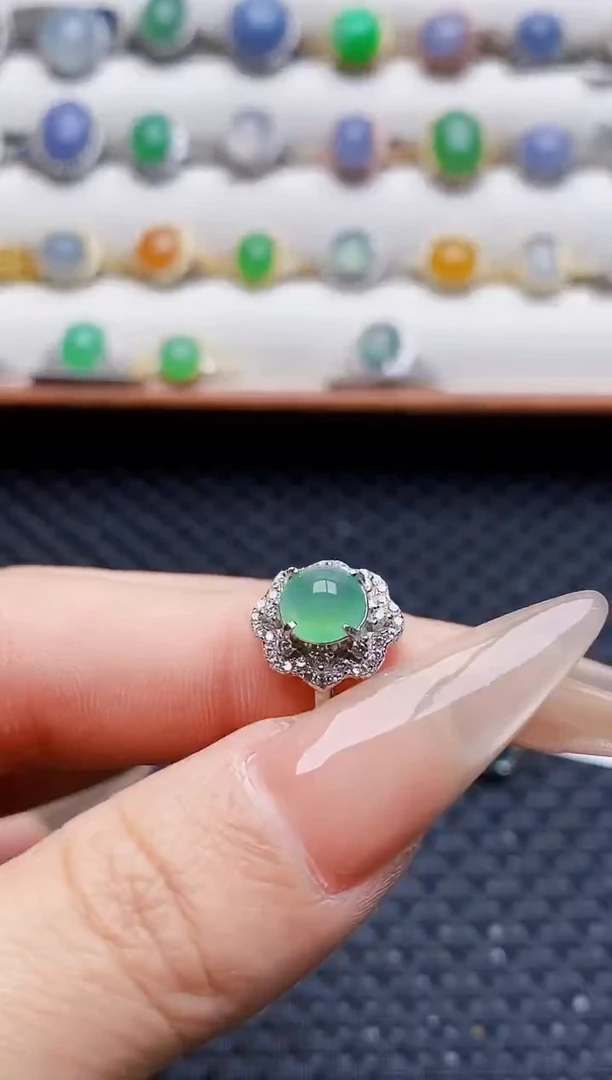 银S925镶嵌戒指翡翠5797