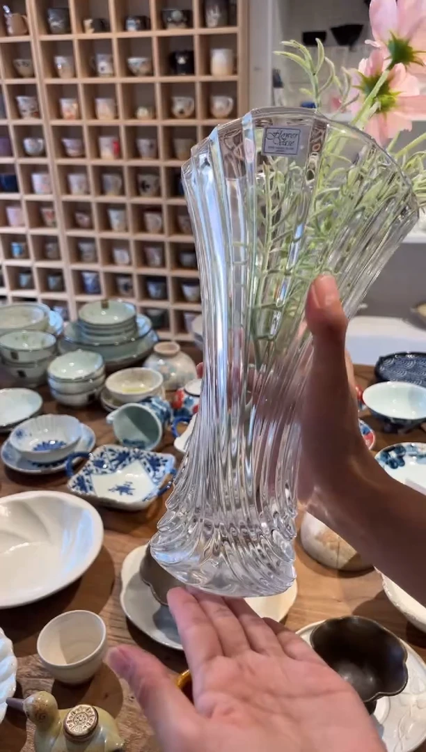 瓷片孤品 餐桌花园裙摆花瓶H26