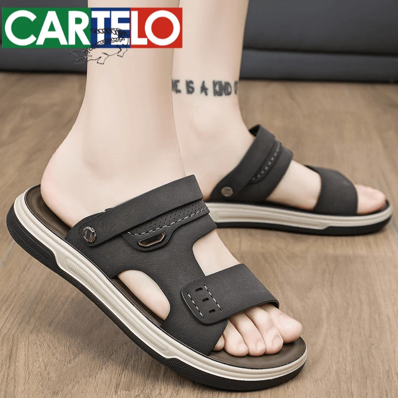 卡帝乐鳄鱼皮凉鞋男夏季户外运动开车两用防滑耐磨男士软底沙滩鞋
