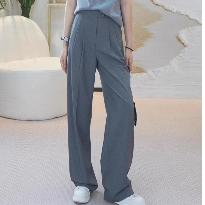 【商场同款】高腰直筒阔腿裤秋季新款简约百搭休闲西装长裤1100500