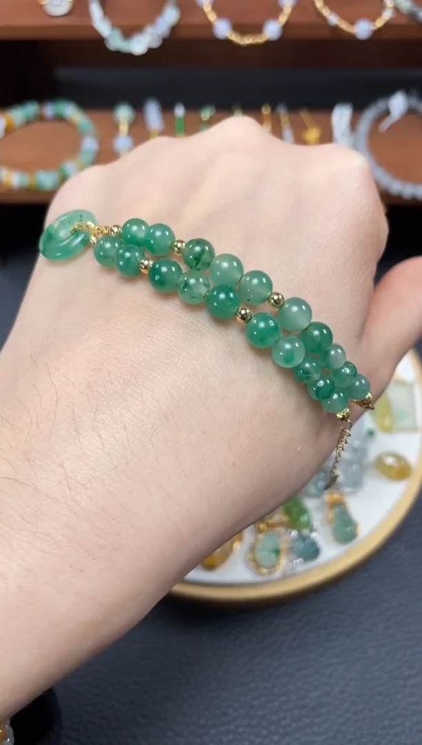 【闪购商品】石英质玉套链18K金镶嵌一个  JK689