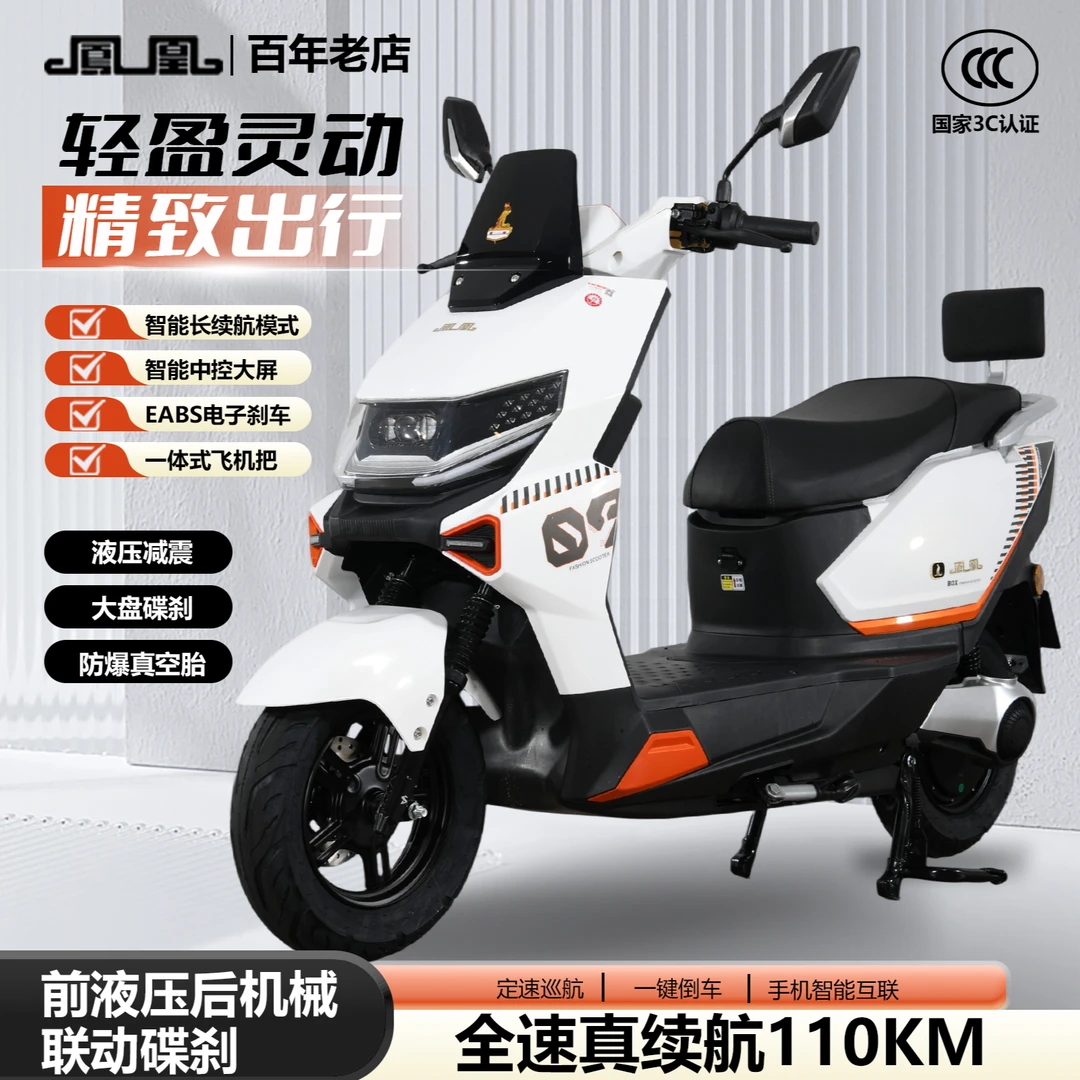 Phoenix/凤凰T08【靠背款】1500W长续航高速智能电动摩托车外卖