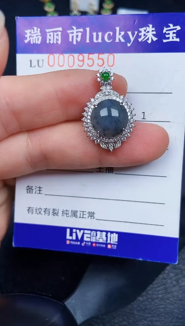 翡翠银S925镶嵌颈饰9550