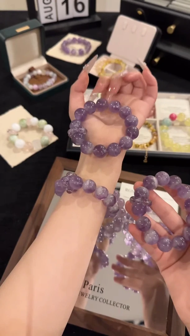 水晶手链未镶嵌巨峰紫葡萄x2337