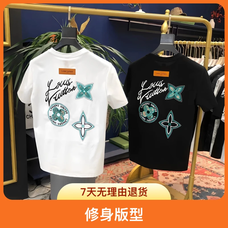 潮牌纯棉短袖印花圆领夏季T恤上衣休闲百搭韩版ins大码白半袖潮流