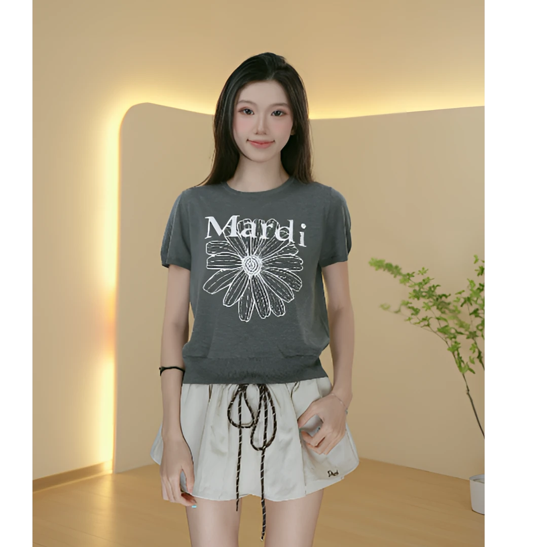 Mardi【夏日穿搭】雏菊印花短袖时尚百搭欧若风夏季-1
