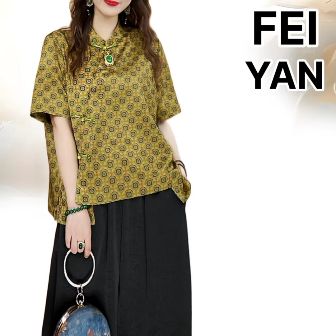 新中式夏季新款时尚温柔风范提花气质提花韩风盘扣上衣277