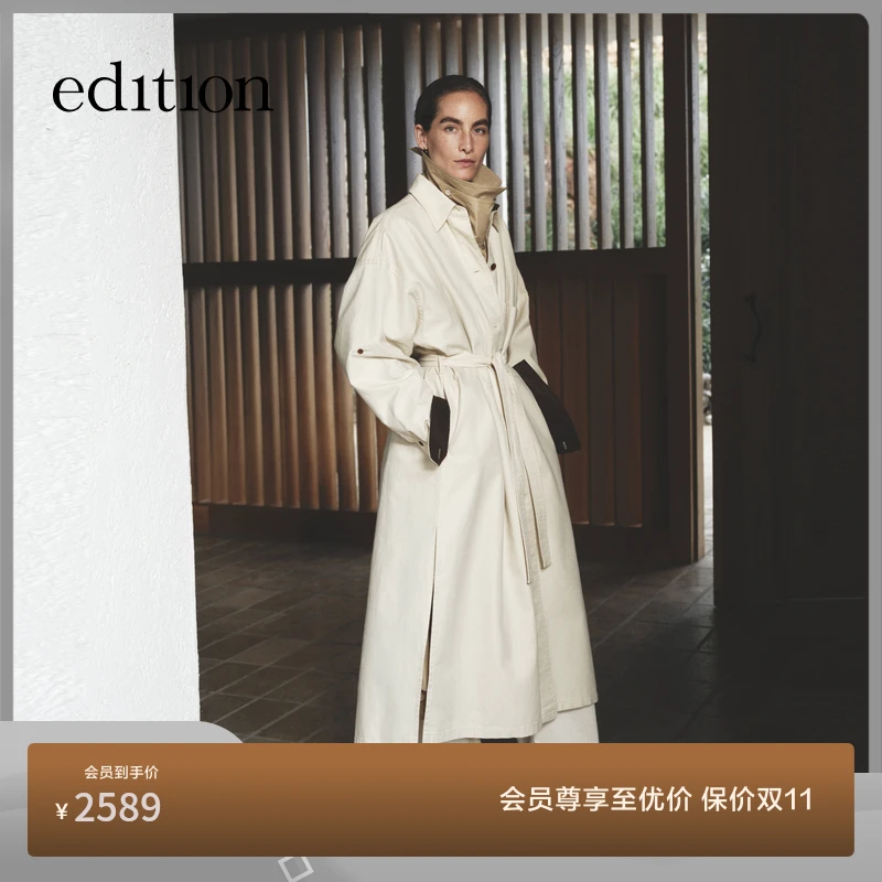 【商场同款】edition2025秋季新款拼接灯芯绒风衣外套#EBE3TRC009