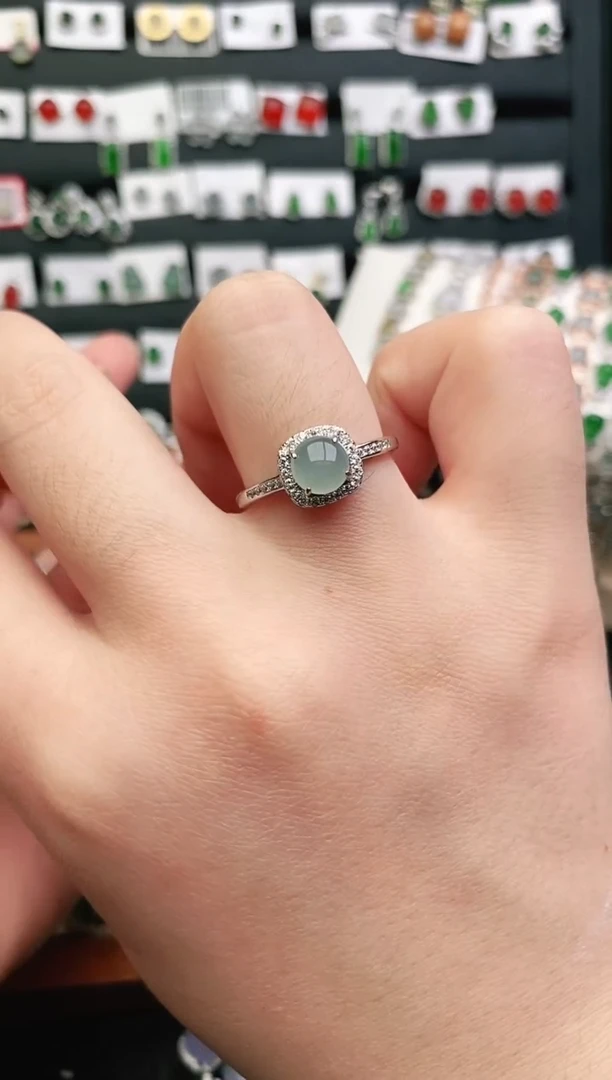 翡翠戒指银S925镶嵌戒指