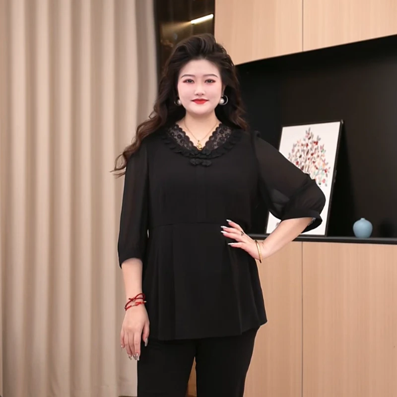 大码女装春季新款洋气显瘦时尚遮肉百搭优雅上衣ZB6664