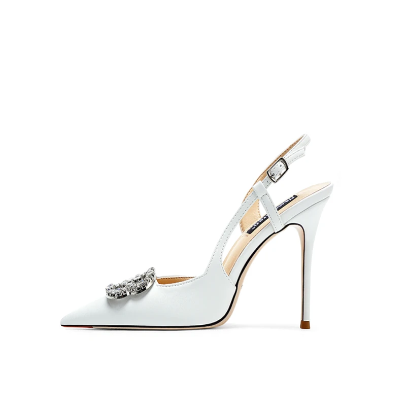 轻奢春夏新款包头凉鞋网红浅口白色高跟鞋法式尖头气质时尚鞋子