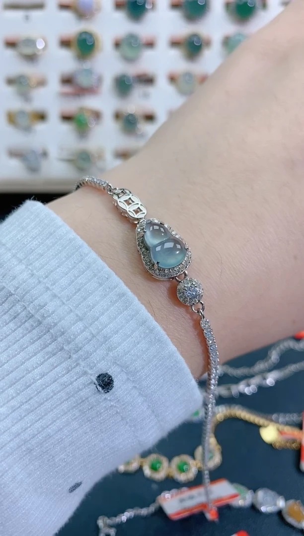 银S925镶嵌手链翡翠天然翡翠