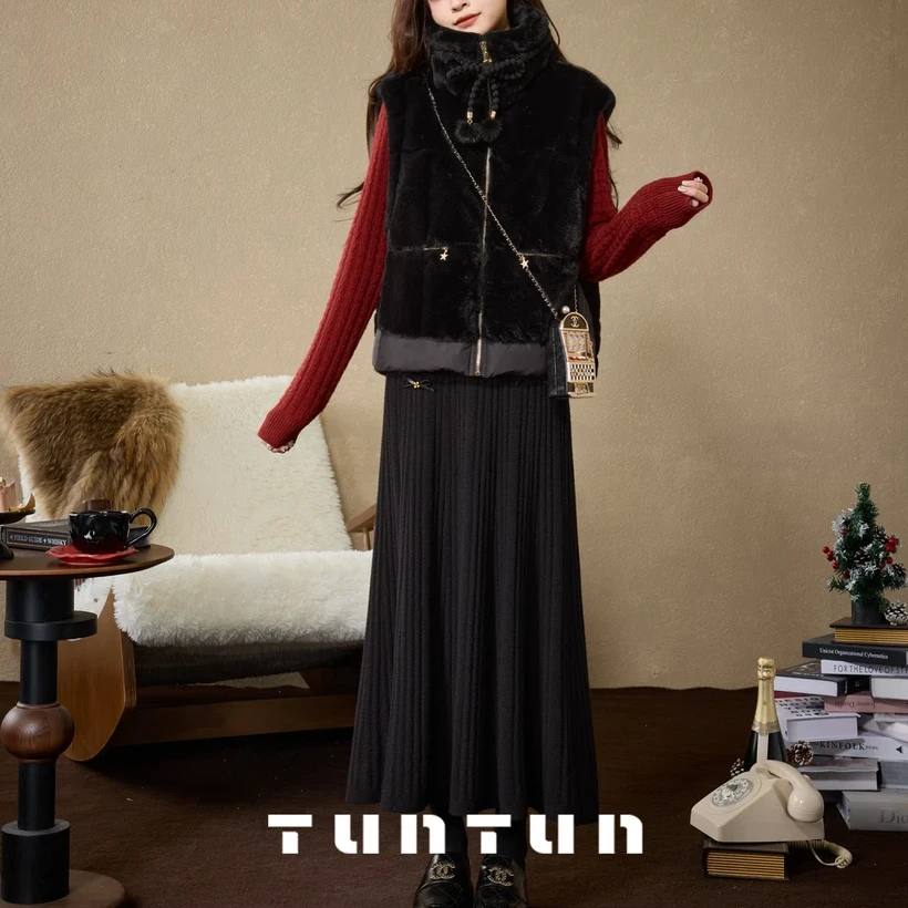 吞吞穿搭日记【黑天鹅】拿捏姐感优雅气质A字松紧腰半裙