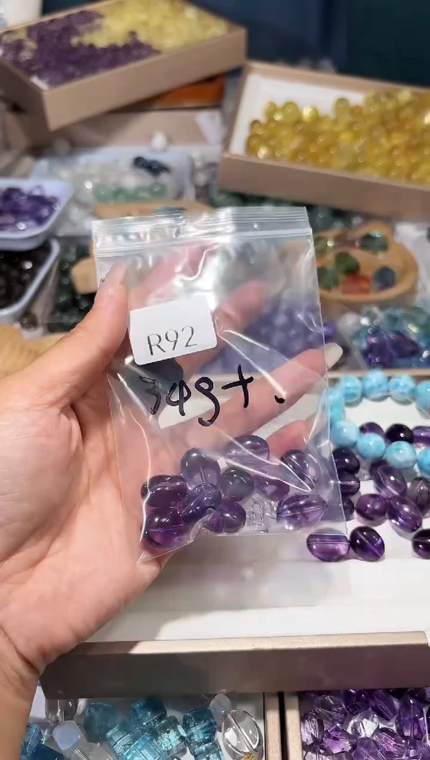 水晶手串未镶嵌1****爱R92紫水晶糖豆手串34克拍14