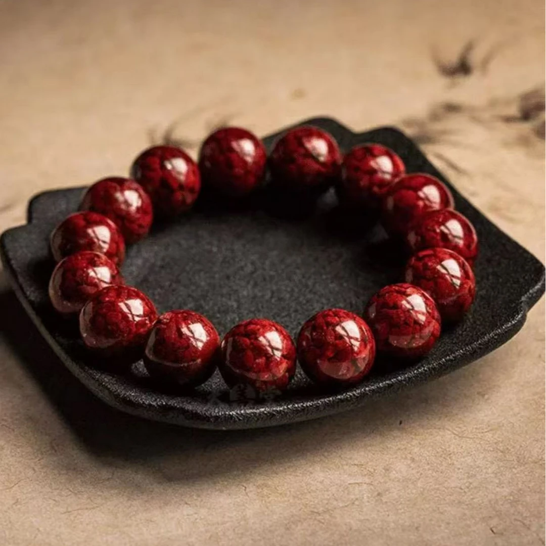 含辰砂工艺品高透光 晶体朱砂 手链