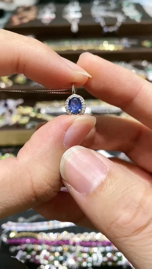 【闪购商品】蓝宝石颈饰银S925镶嵌吊坠