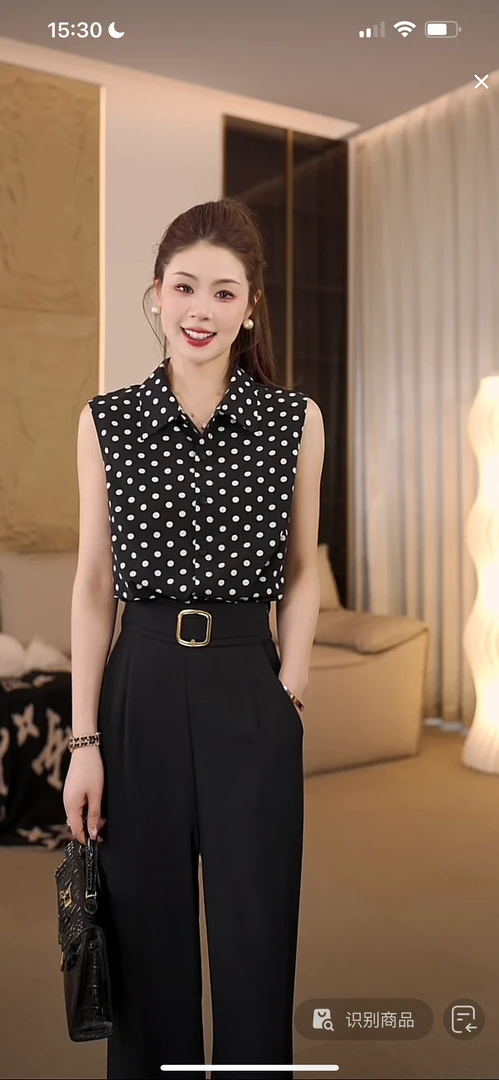 刘婷原创 波点无袖小衫