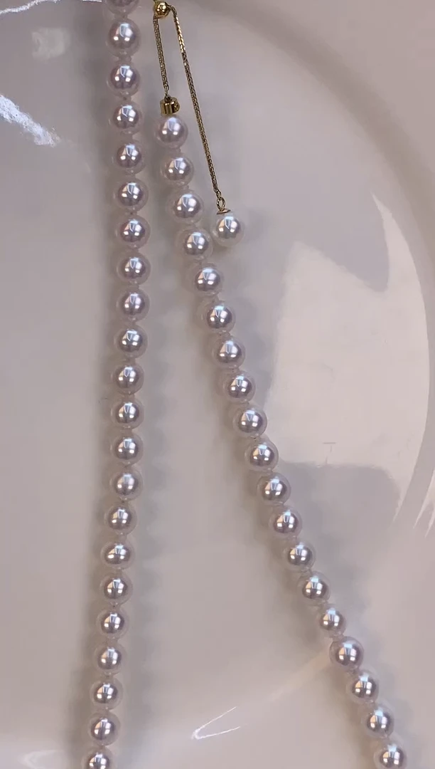 项链18K金镶嵌淡水珍珠6-7