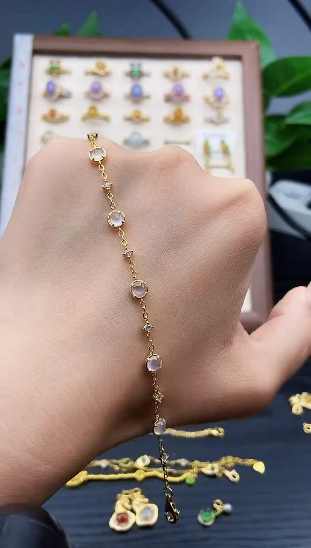 银S925镶嵌手链翡翠12