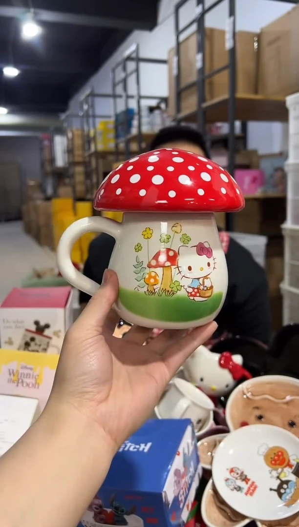 【闪购商品】杯陶瓷蘑菇kt带盖杯