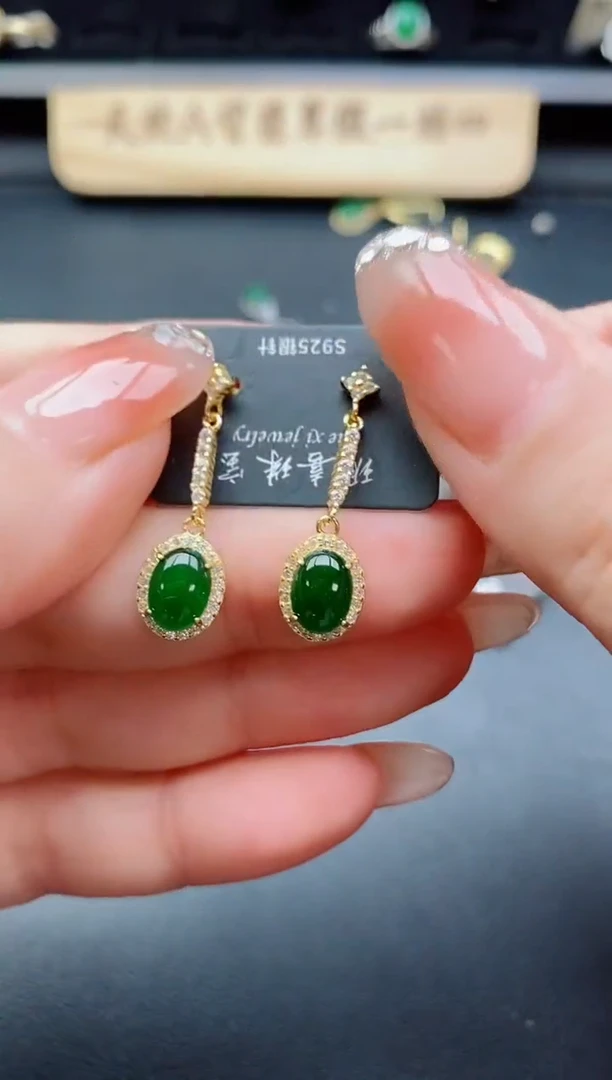 银S925镶嵌戒指翡翠1
