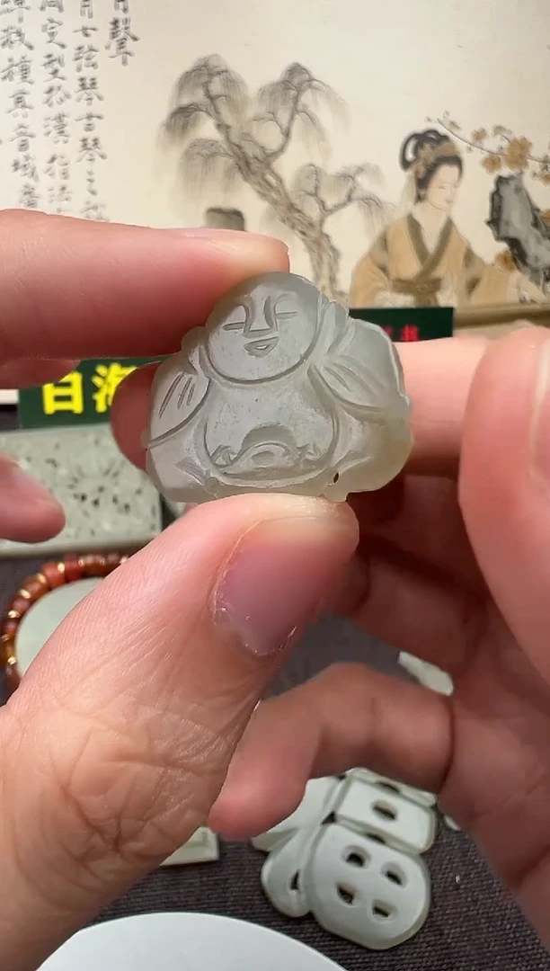 和田玉未镶嵌包链知*佛公