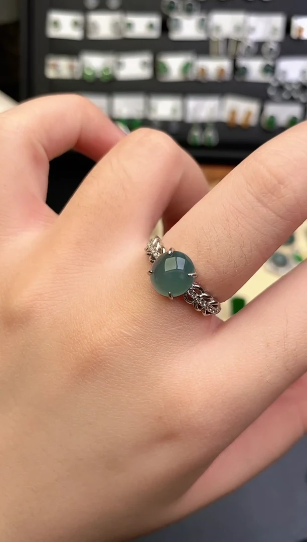 银S925镶嵌戒指翡翠0