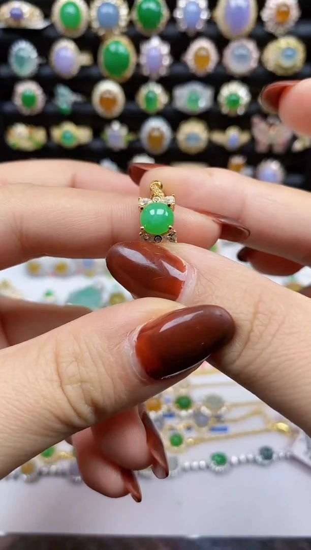 银S925镶嵌戒指翡翠6280