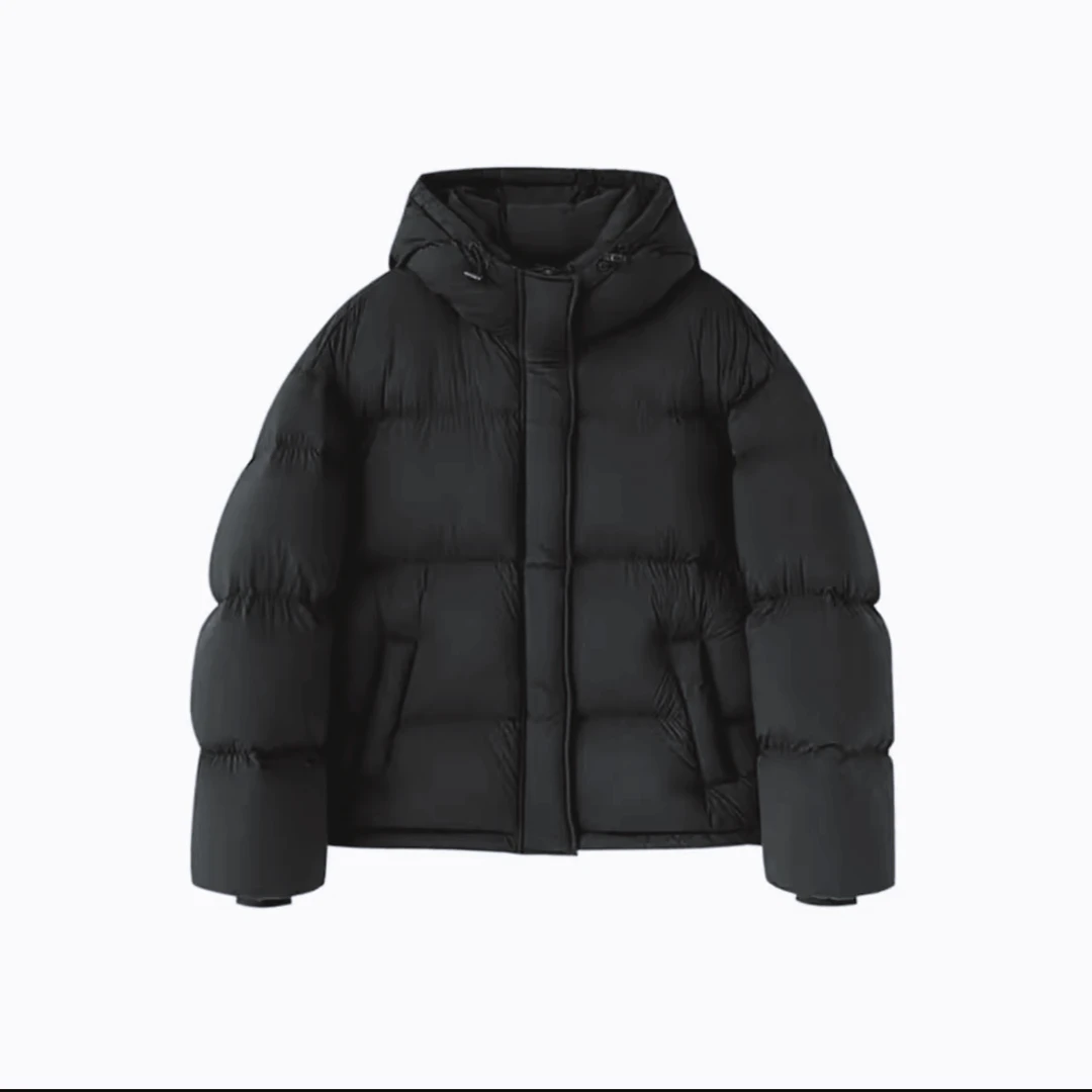 （冬日款）云朵泡芙鸭绒保暖加厚韩冬季时尚短款羽绒服宽松黑色女款